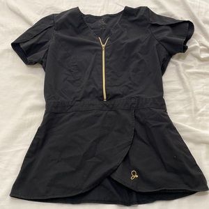 Jaanuu black peplum scrub top